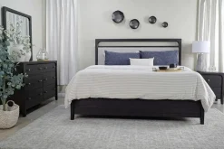 Easton Upholstered Bed, Dresser, Mirror & Nightstand In Natural, Ca King