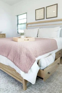 Easton Upholstered Storage Bed, Dresser, Mirror & Nightstand In Natural, Ca King