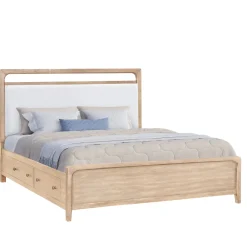 Easton Upholstered Storage Bed, Dresser, Mirror & Nightstand In Natural, Ca King