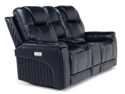 Echo 3 Power Console Loveseat In Rainier Walnut Leather