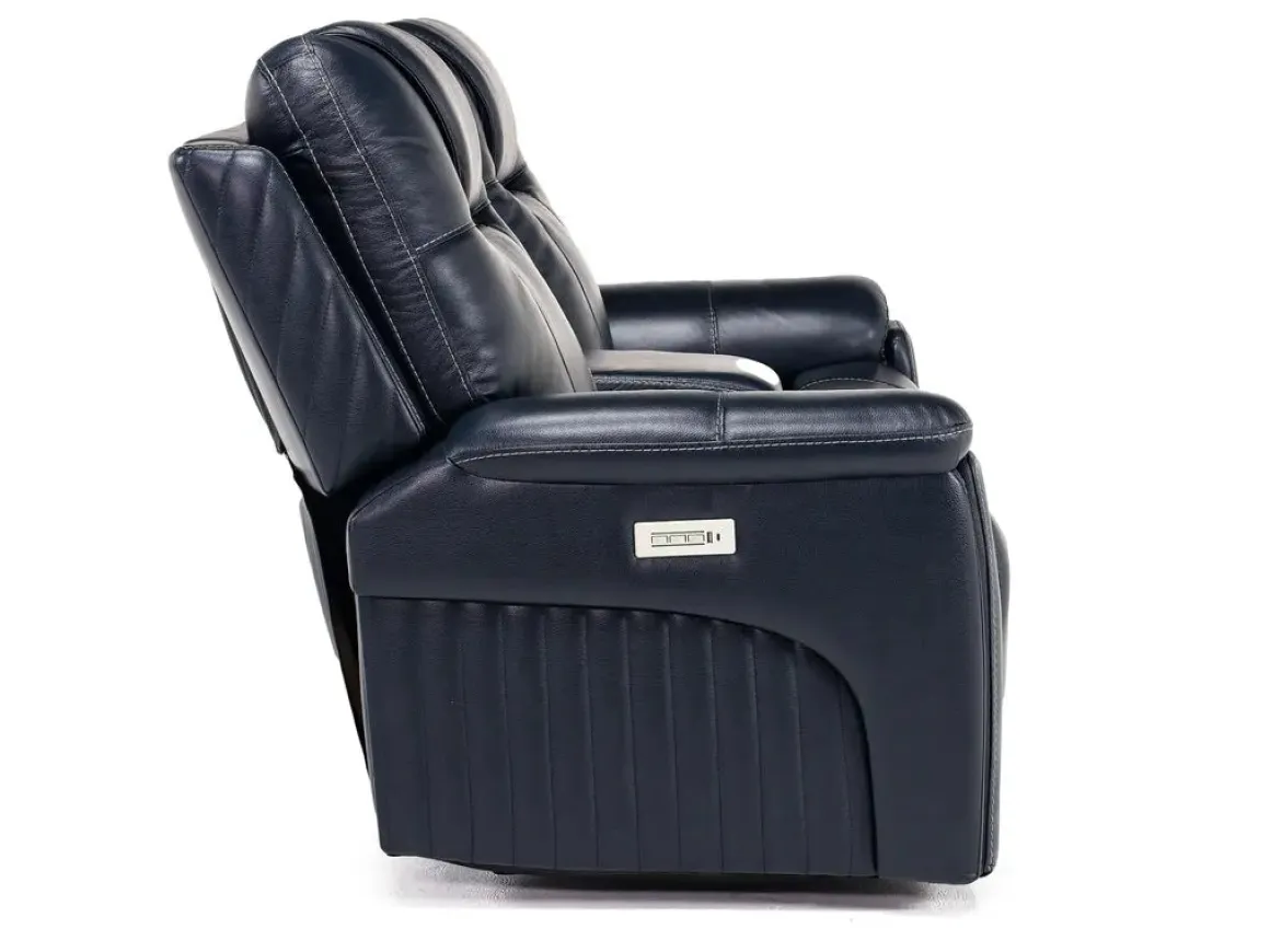 Echo 3 Power Console Loveseat In Rainier Walnut Leather