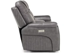 Echo 3 Power Console Loveseat In Rainier Walnut Leather