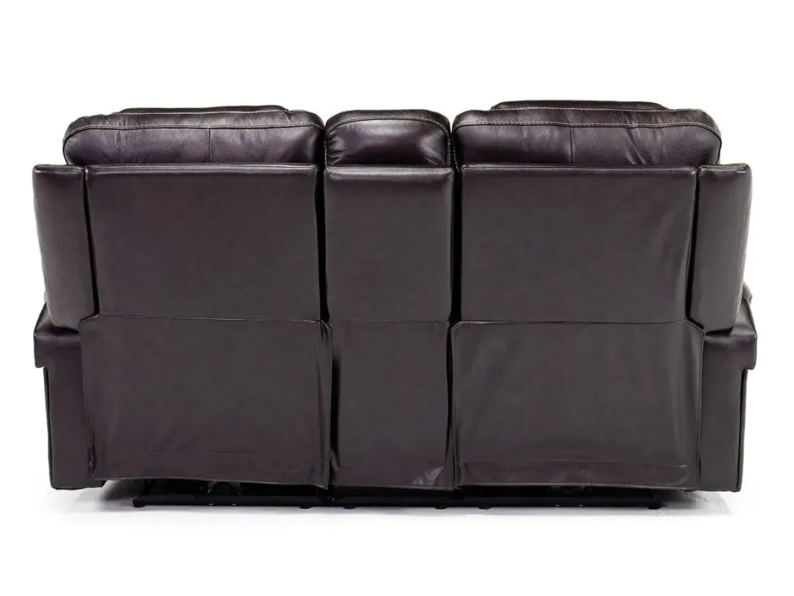 Echo 3 Power Console Loveseat In Rainier Walnut Leather