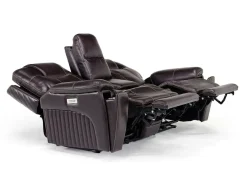 Echo 3 Power Console Loveseat In Rainier Walnut Leather