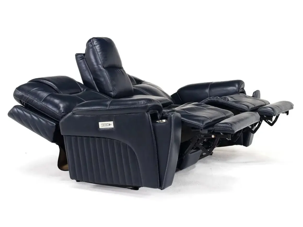 Echo 3 Power Console Loveseat In Rainier Walnut Leather