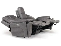 Echo 3 Power Console Loveseat In Rainier Walnut Leather