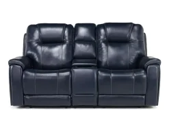 Echo 3 Power Console Loveseat In Rainier Walnut Leather