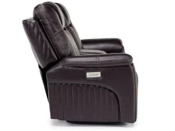 Echo 3 Power Console Loveseat In Rainier Walnut Leather