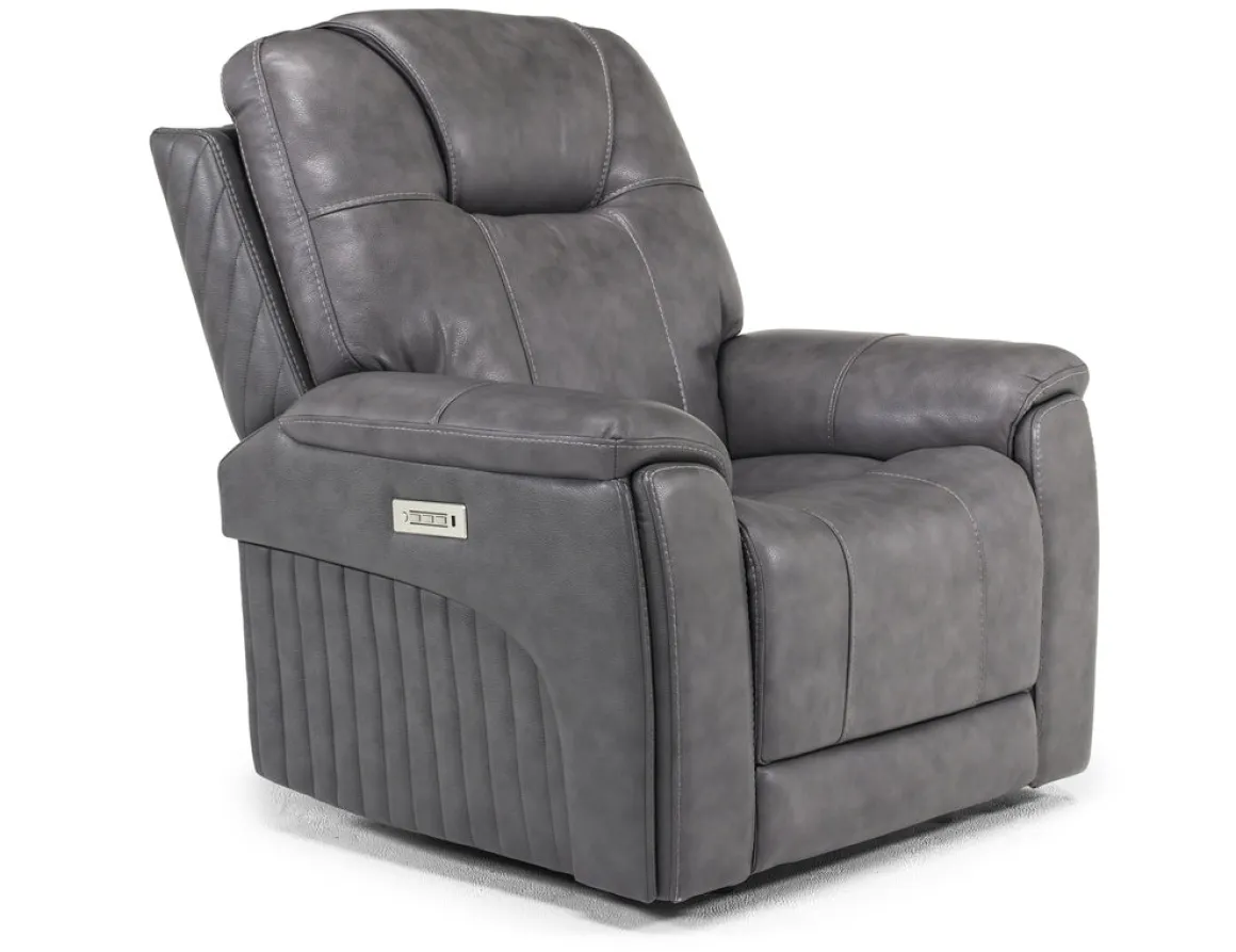 Echo 3 Power Theater Recliner W/ Immersive Sound In Rainer Storm Leather