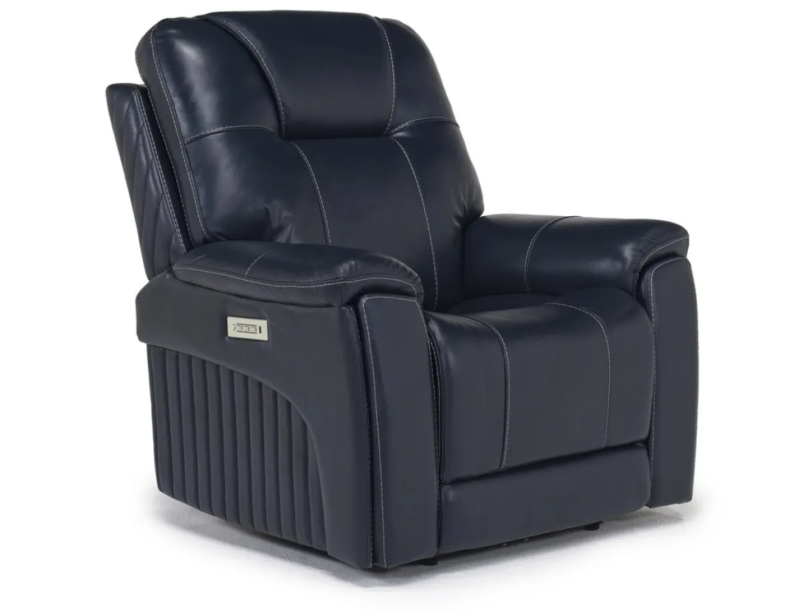 Echo 3 Power Theater Recliner W/ Immersive Sound In Rainer Storm Leather