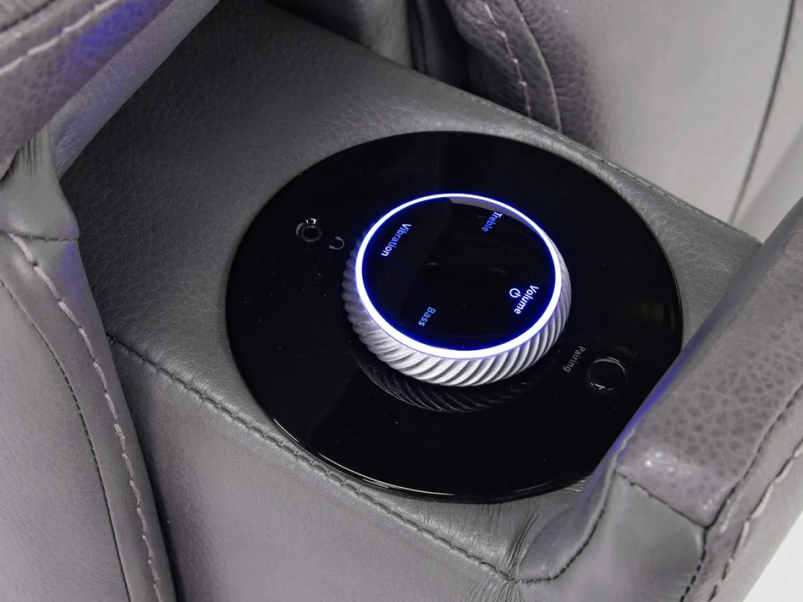 Echo 3 Power Theater Recliner W/ Immersive Sound In Rainer Storm Leather