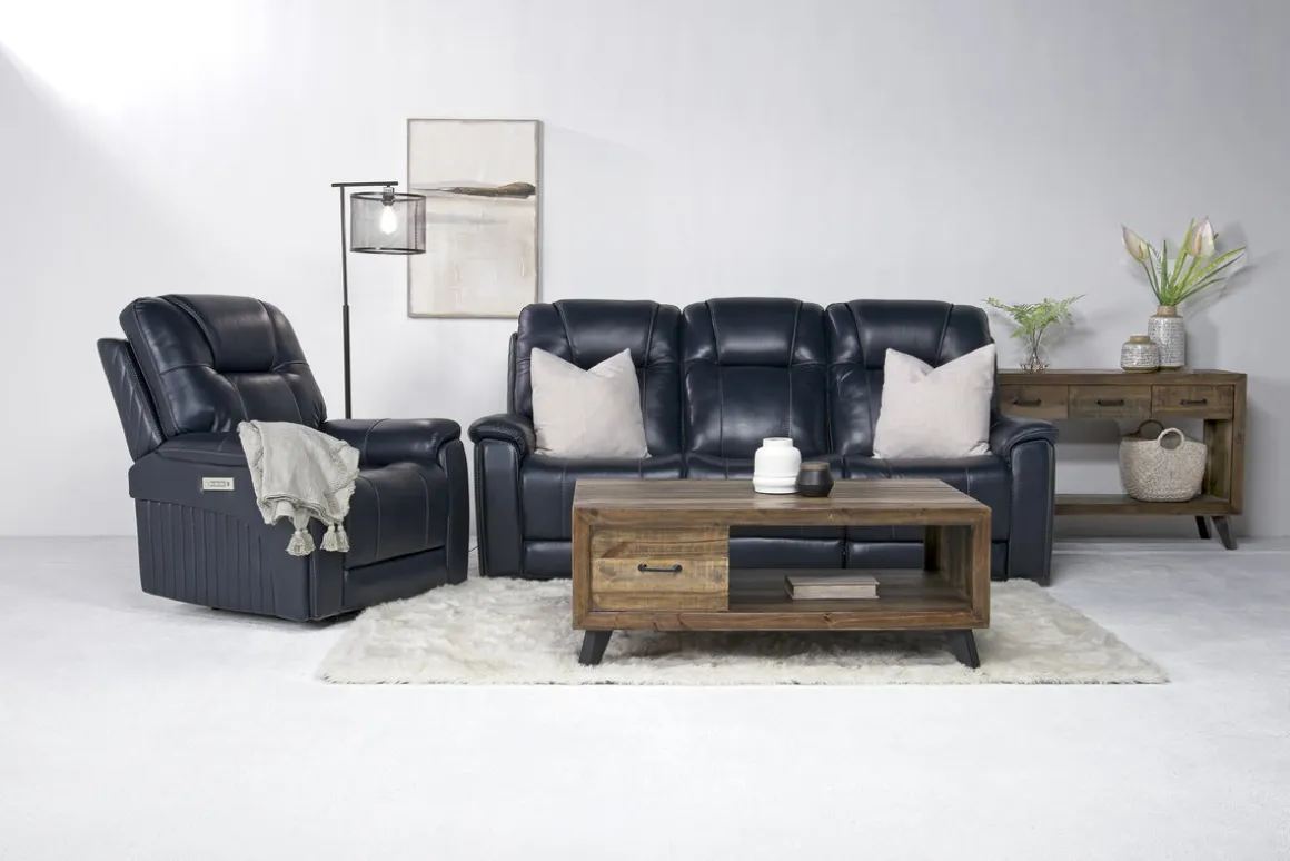 Echo 3 Power Theater Recliner W/ Immersive Sound In Rainer Storm Leather