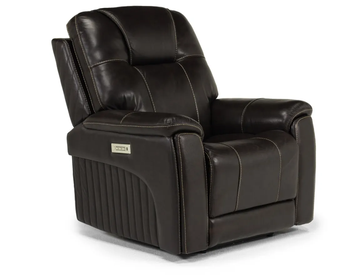 Echo 3 Power Theater Recliner W/ Immersive Sound In Rainer Storm Leather