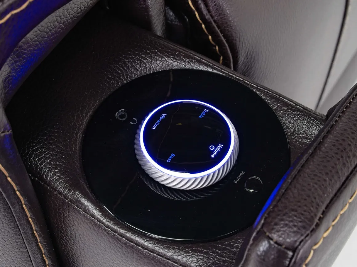 Echo 3 Power Theater Recliner W/ Immersive Sound In Rainer Storm Leather