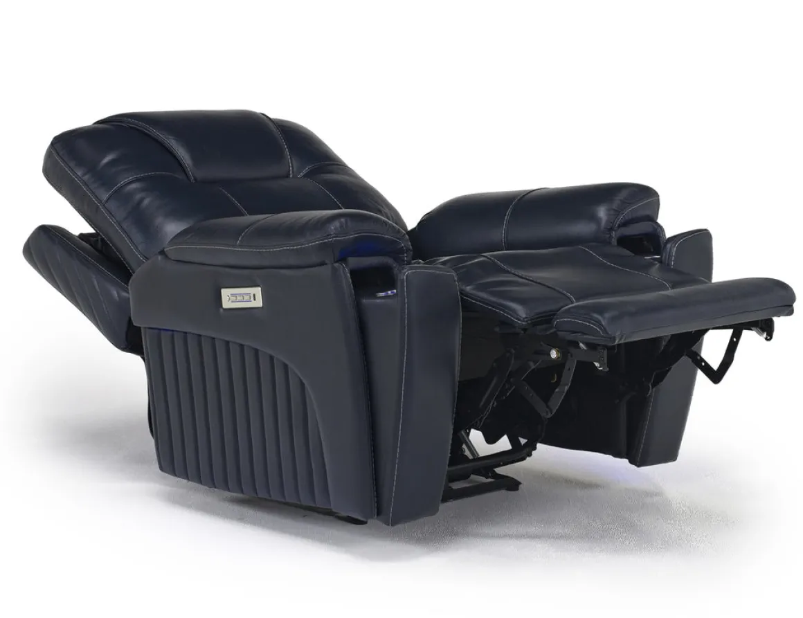 Echo 3 Power Theater Recliner W/ Immersive Sound In Rainer Storm Leather