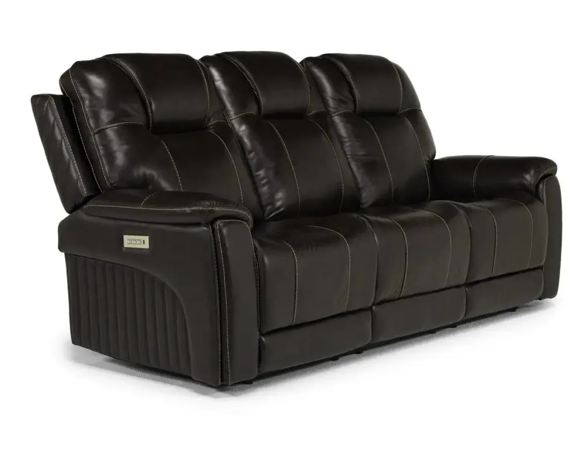 Echo 3 Power Theater Sofa W/ Immersive Sound In Rainier Walnut Leather