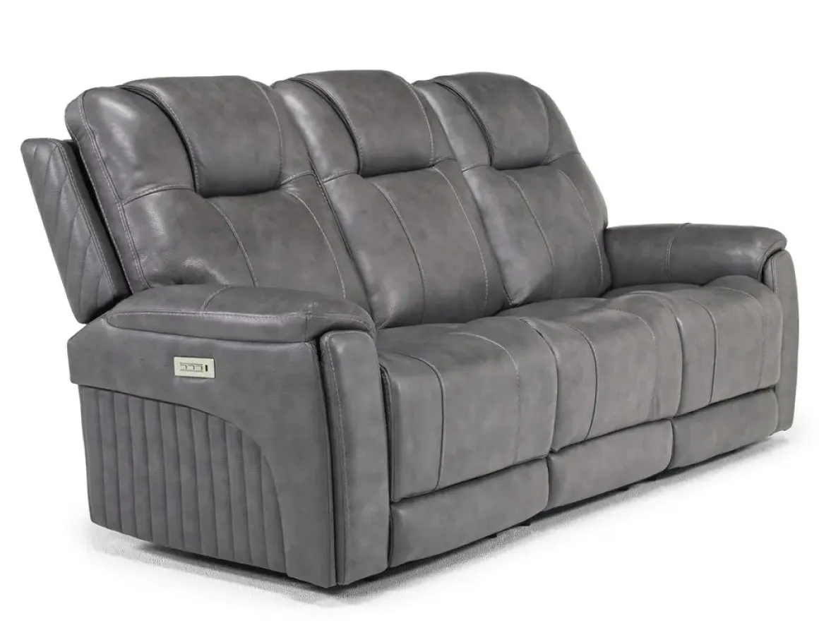 Echo 3 Power Theater Sofa W/ Immersive Sound In Rainier Walnut Leather
