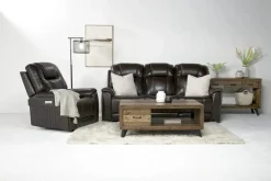 Echo 3 Power Theater Sofa W/ Immersive Sound In Rainier Walnut Leather