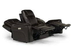 Echo 3 Power Theater Sofa W/ Immersive Sound In Rainier Walnut Leather