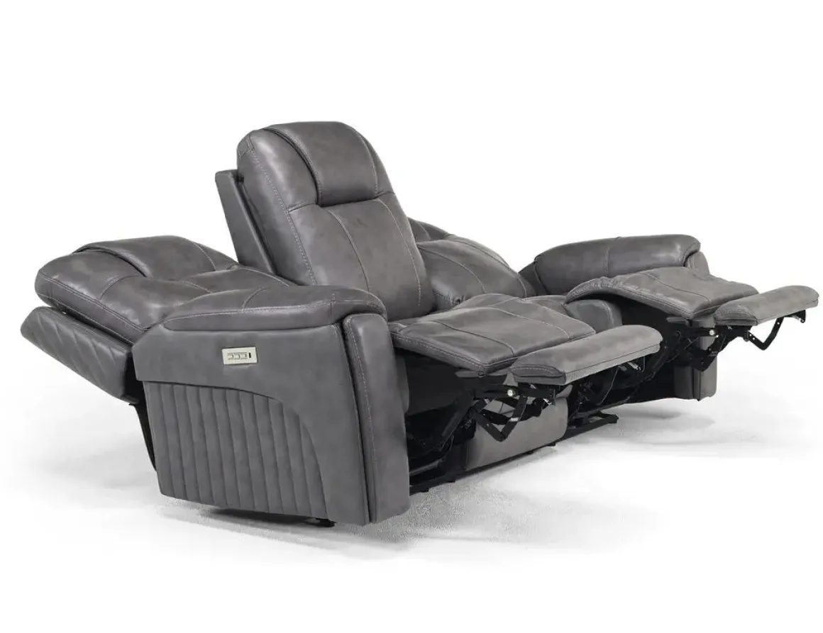 Echo 3 Power Theater Sofa W/ Immersive Sound In Rainier Walnut Leather