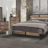 Elk River Panel Bed, Dresser, Mirror & Nightstand In Rustic Brown, Twin