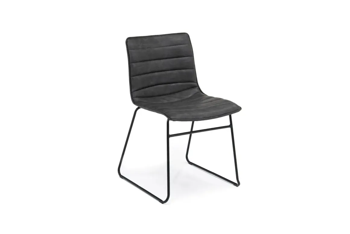 Ella Side Chair In Slate Leather