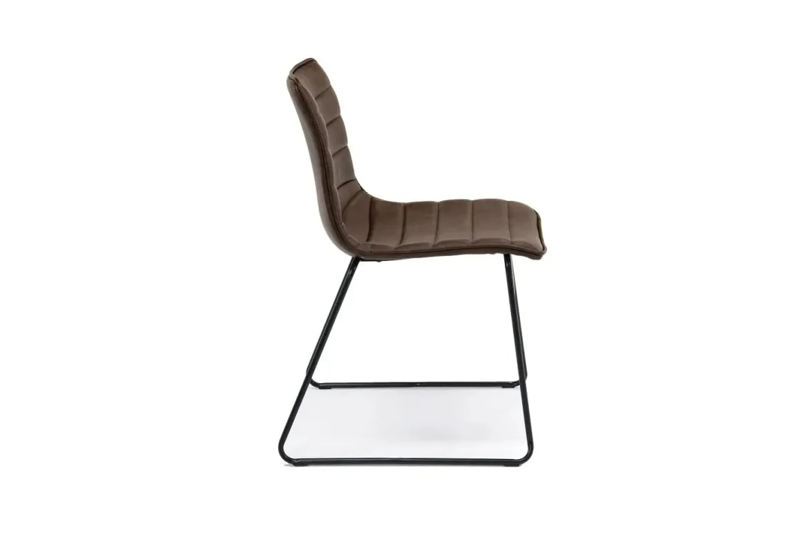 Ella Side Chair In Slate Leather
