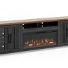 Eloise Fireplace Console In Black & Whiskey, 96 Inch