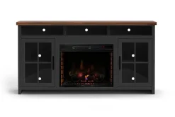 Eloise Fireplace Console In Black & Whiskey, 96 Inch