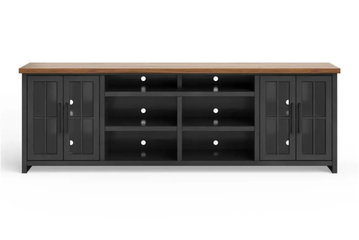 Eloise Media Console In Black & Whiskey, 66 Inch