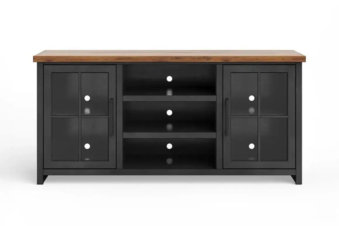 Eloise Media Console In Black & Whiskey, 66 Inch