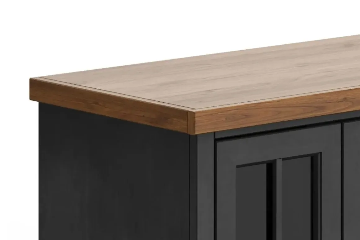 Eloise Media Console In Black & Whiskey, 66 Inch