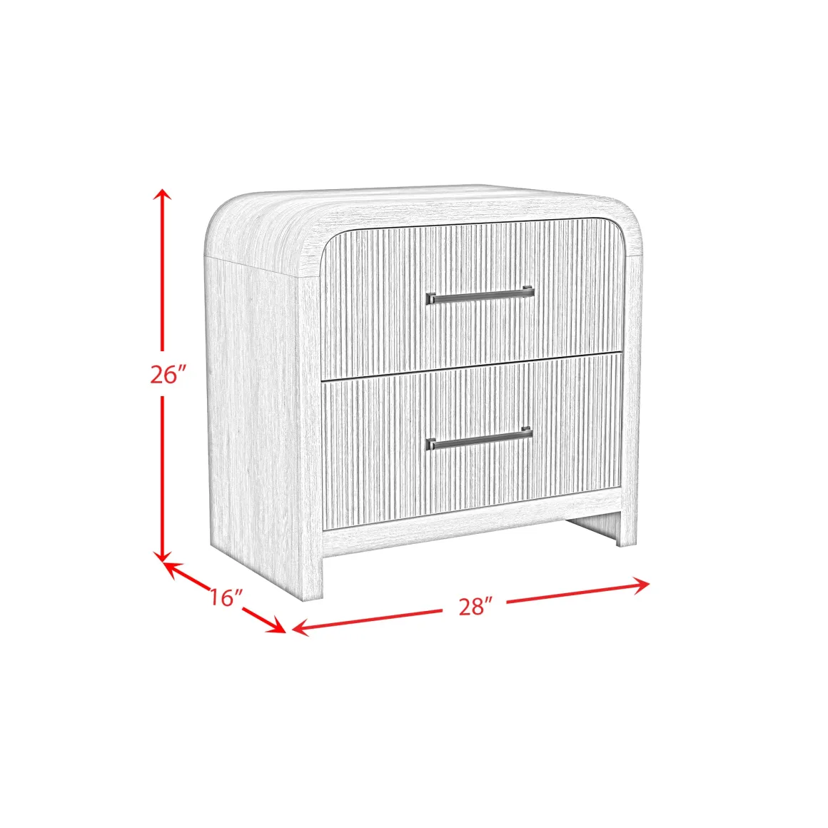 Emberly 2 Drawer Nightstand In Black