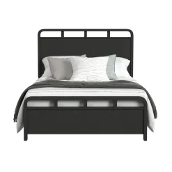 Emberly Panel Bed, Dresser, Mirror & Nightstand In Black, Twin