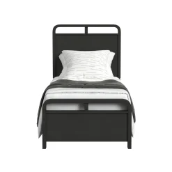 Emberly Panel Bed, Dresser, Mirror & Nightstand In Black, Twin