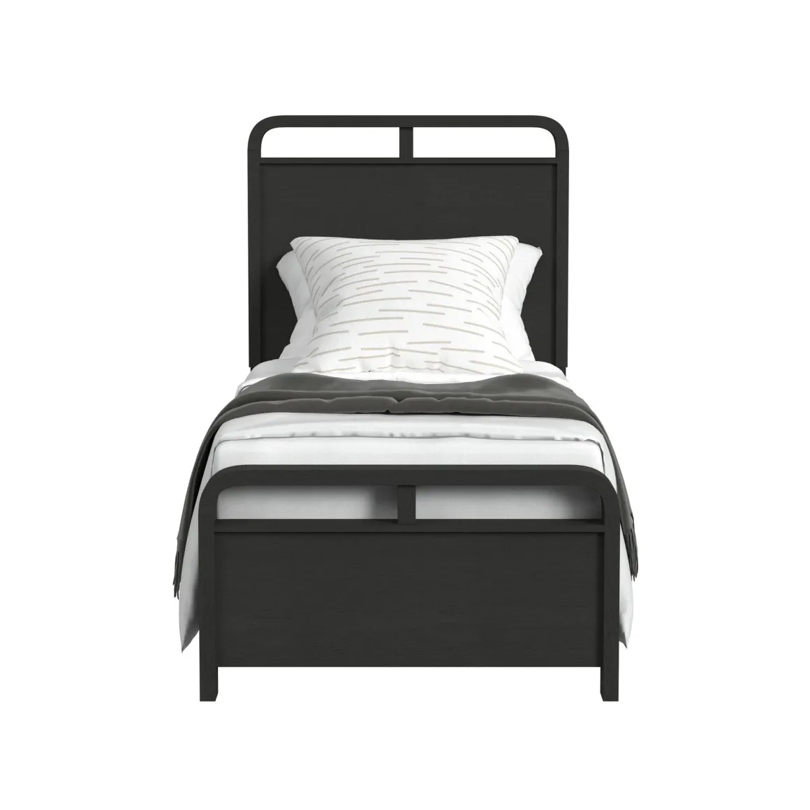 Emberly Panel Bed, Dresser, Mirror & Nightstand In Black, Twin