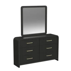 Emberly Panel Bed, Dresser, Mirror & Nightstand In Black, Twin