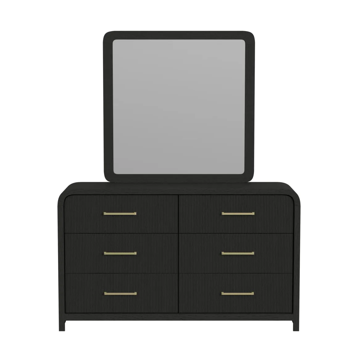 Emberly Panel Bed, Dresser, Mirror & Nightstand In Black, Twin