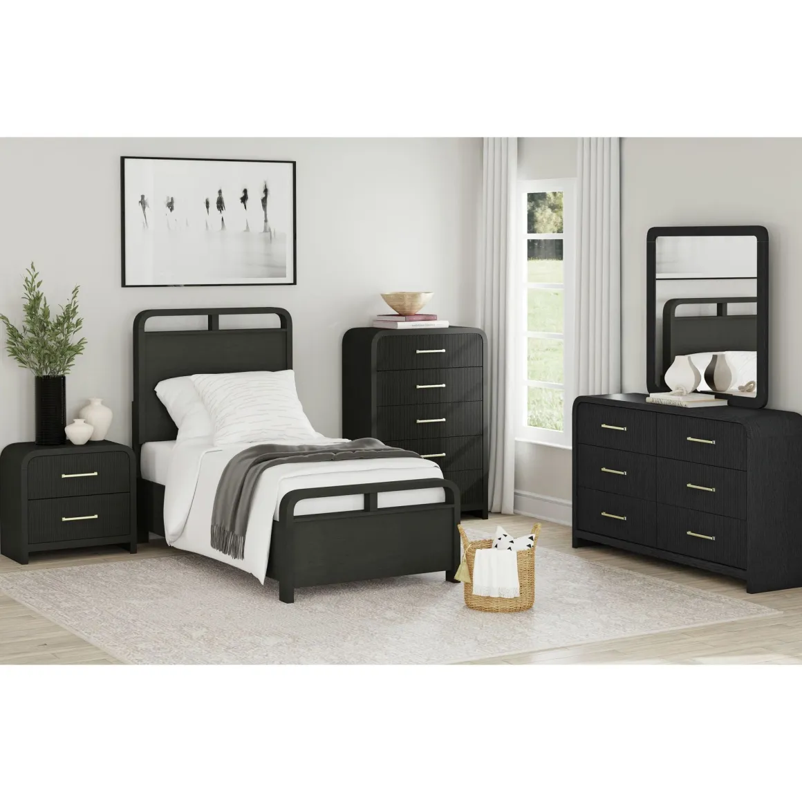 Emberly Panel Bed In Natural, Twin