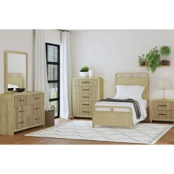 Emberly Panel Bed In Natural, Twin