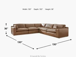 Emillia 5 Piece Sectional In Caramel