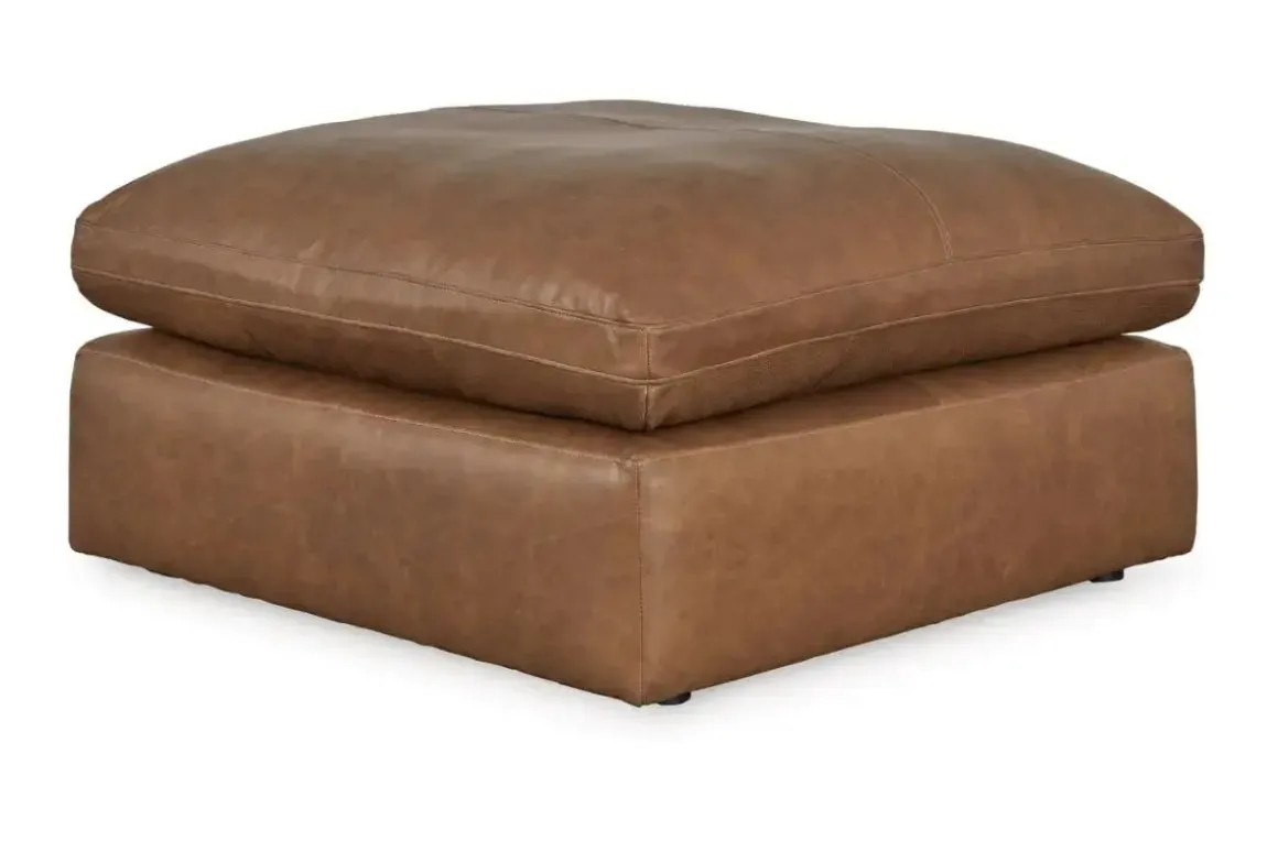 Emillia Oversized Ottoman In Caramel Leather