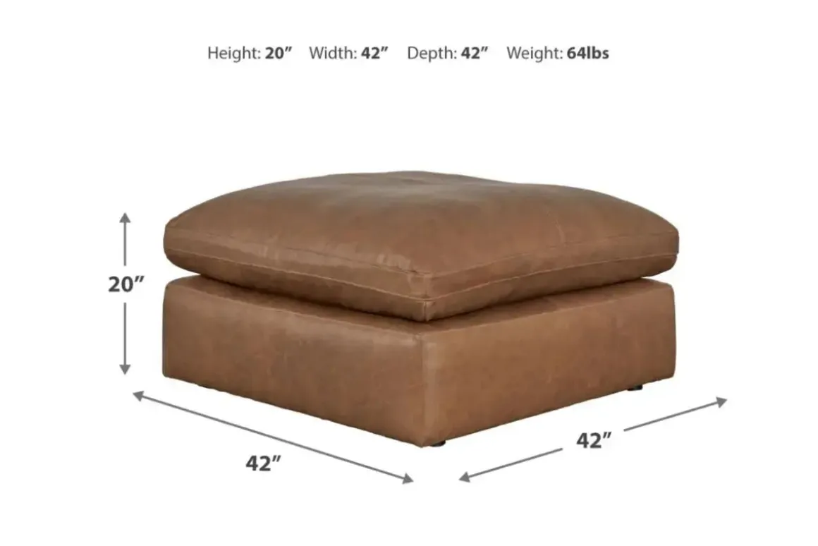 Emillia Oversized Ottoman In Caramel Leather