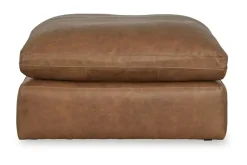 Emillia Oversized Ottoman In Caramel Leather