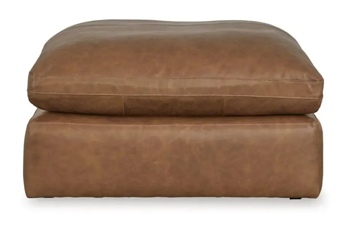Emillia Oversized Ottoman In Caramel Leather