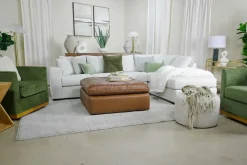 Emillia Oversized Ottoman In Caramel Leather