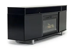 Enterprise Console W/ Fireplace Insert In Black, 72 Inch