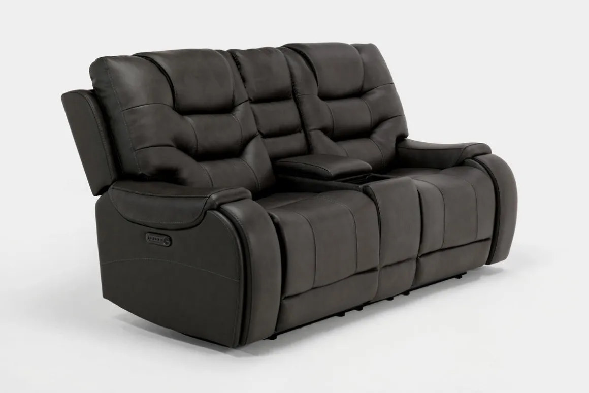 Estilo 2 Power Console Loveseat In Canyon Gray