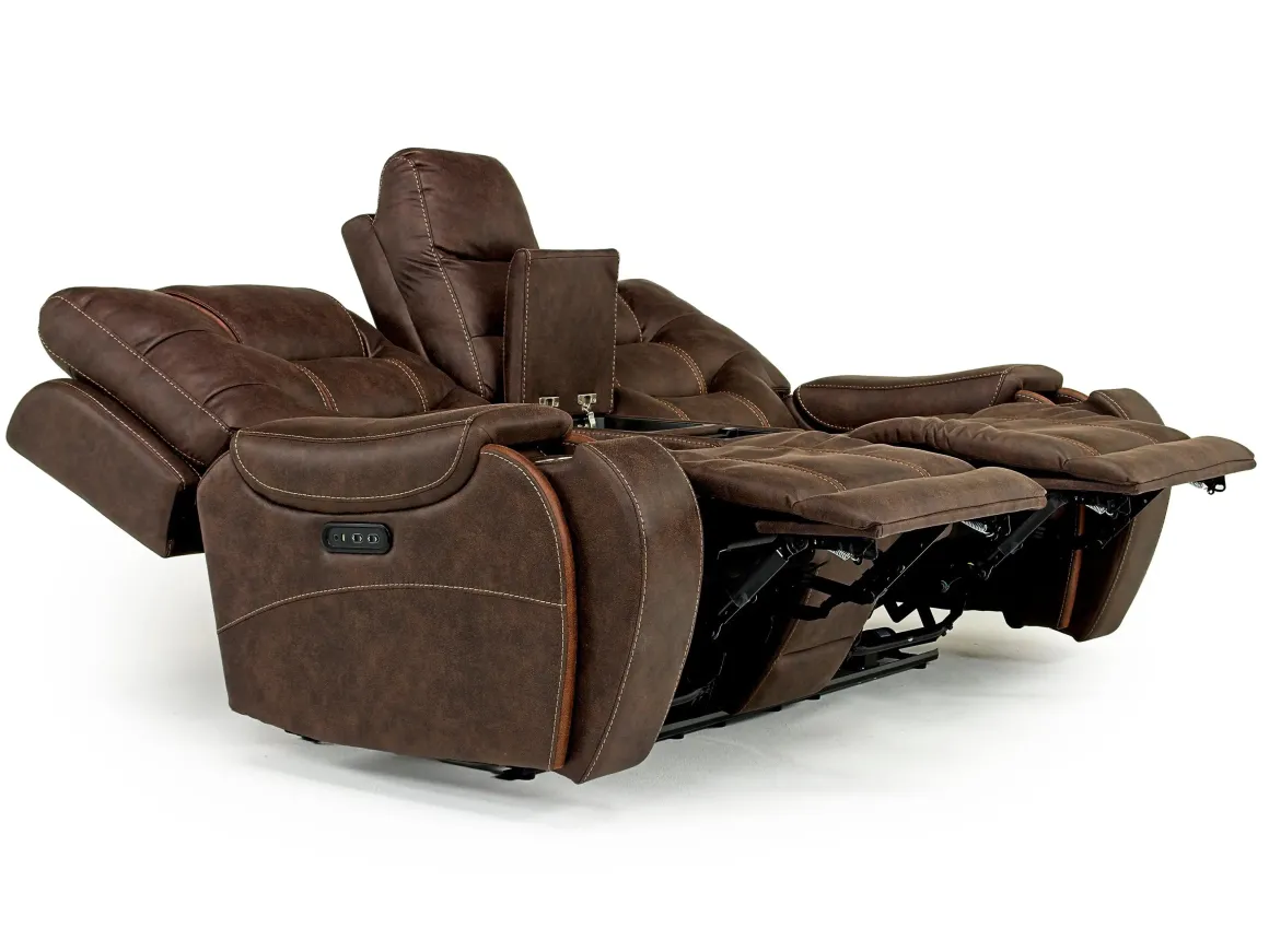 Estilo 2 Power Console Loveseat In Canyon Gray