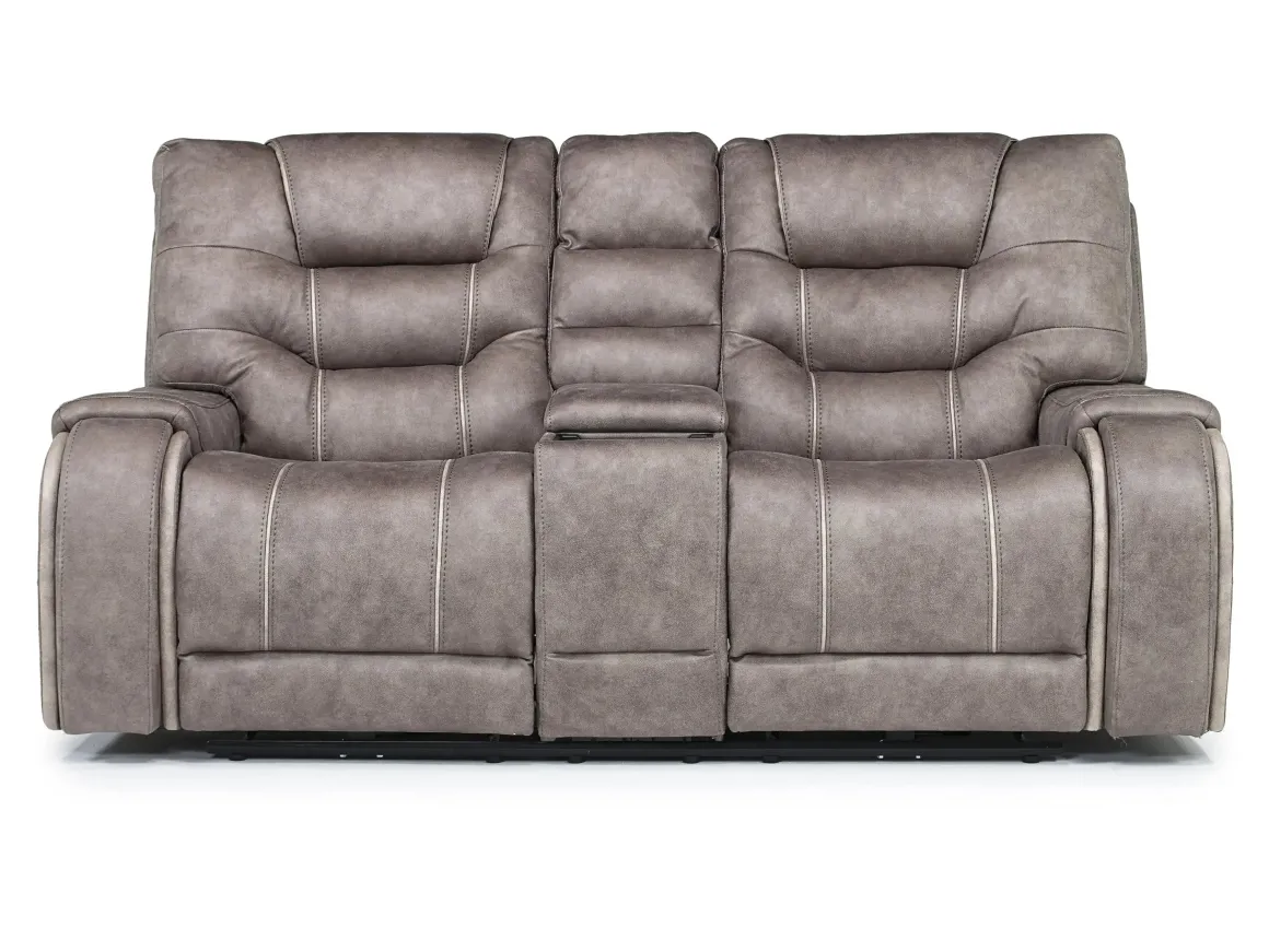 Estilo 2 Power Console Loveseat In Canyon Gray